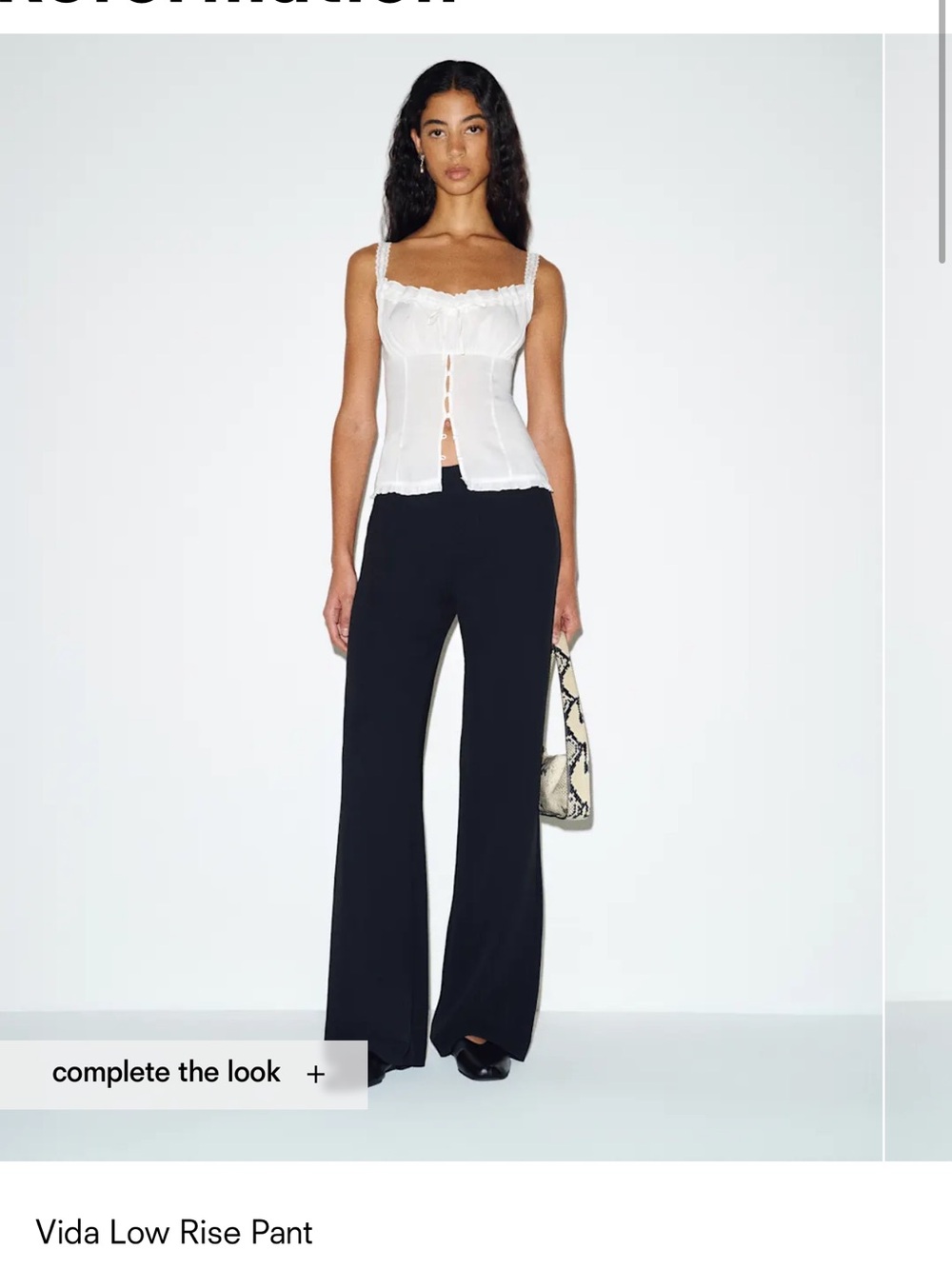 Reformation Vida Low-Rise Wide-Leg Pants - Black